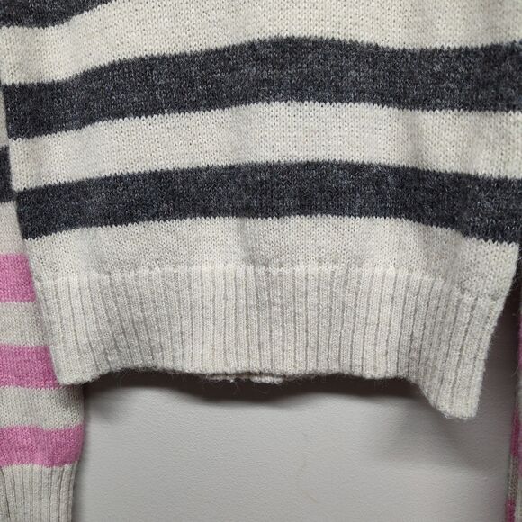 French Connection Knit Sweater Women Size XS Cream Stripes Wool Blend Preppy - Picture 4 of 7